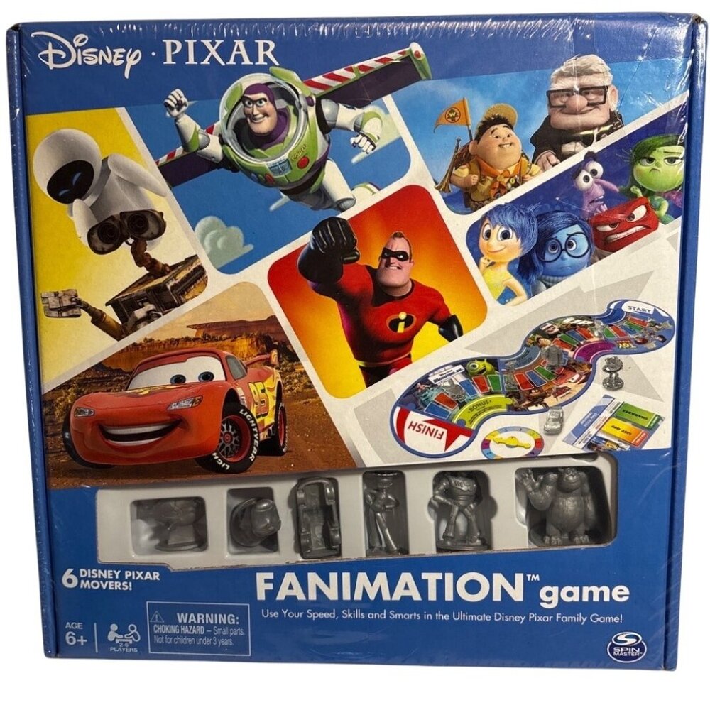 Disney Pixar Fanimation Game With 6 Movers Two-Sided Boards Family Spin Master